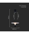 9W LED designer pendel - 3000K, 1000lm, hvit/sort, justerbar høyde, inkl. lyskilde