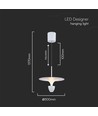 9W LED pendel - 30x320x100cm, 1000lm, 3000K, hvit/grå kropp