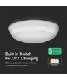 8W/16W/20W LED sensorlampe med Samsung chip - 3-i-1 CCT, IP65, Ø32cm, mikrobølge sensor, hvit kant