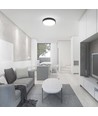 18W LED taklampe med sensor - Ø22,5cm, IP44, sort kant, 4000K, mikrobølge sensor