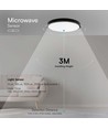 18W LED taklampe med sensor - Ø22,5cm, IP44, sort kant, 4000K, mikrobølge sensor