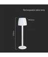 3W oppladbar LED bordlampe, touch dimbar - 310lm, 3000K, sort/transparent, høyde 37cm