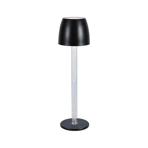 3W oppladbar LED bordlampe, touch dimbar - 3000K, 1800mAh, sort, DC 5V
