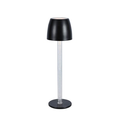 3W oppladbar LED bordlampe, touch dimbar - 3000K, 1800mAh, sort, DC 5V