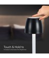 3W oppladbar LED bordlampe, touch dimbar - 3000K, 1800mAh, sort, DC 5V