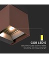 9W Solcelle vegglampe - IP65, 4000K, Cortenfarget, COB, PIR-sensor