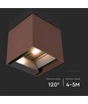 9W Solcelle vegglampe - IP65, 4000K, Cortenfarget, COB, PIR-sensor
