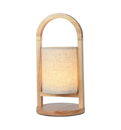 1,5W oppladbar LED bordlampe - Touch dimbar, 5V, beige med trehåndtak, 3000K