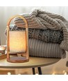 1,5W oppladbar LED bordlampe - Touch dimbar, 5V, beige med trehåndtak, 3000K