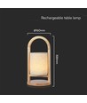 1,5W oppladbar LED bordlampe - Touch dimbar, 5V, beige med trehåndtak, 3000K