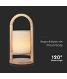 1,5W oppladbar LED bordlampe - Touch dimbar, 5V, beige med trehåndtak, 3000K