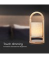 1,5W oppladbar LED bordlampe - Touch dimbar, 5V, beige med trehåndtak, 3000K