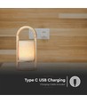 1,5W oppladbar LED bordlampe - Touch dimbar, 5V, beige med trehåndtak, 3000K