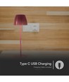 2,7W oppladbar LED bordlampe, brun - Touch dimbar, 3-i-1 CCT, USB-C, 5V DC, høyde 34cm