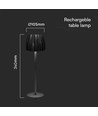2,7W LED bordlampe, sort - Touch dimbar, 3-i-1 CCT, oppladbar, USB-C, 10,5 x 34 cm