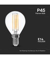 E14 6W LED filament kronepære - P45, 600lm, klart glass