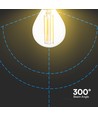 E14 6W LED filament kronepære - P45, 600lm, klart glass