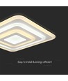77W LED taklampe med fjernkontroll - 6700lm, dimbar, CCT, RGB, 49,5 x 49,5 cm, hvit kant