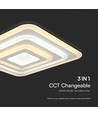 77W LED taklampe med fjernkontroll - 6700lm, dimbar, CCT, RGB, 49,5 x 49,5 cm, hvit kant