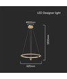 45W LED pendel, Ø60cm, børstet gull - 5500lm, 3000K, designer pendellampe, IP20