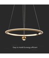 45W LED pendel, Ø60cm, Brush Gold - 5500lm, 4000K, IP20, høydejusterbar