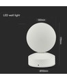 6W hvit vegglampe - IP65, 3000K, 645lm, utendørs, inkl. lyskilde