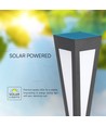 2W LED solcelle hagelampe - 3000K, sort, 3.7V batteri, IP-klasse, opptil 8 timers drift
