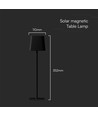 5W LED solcelle magnetisk bordlampe - Touch dimbar, CCT, IP65, sort, 400lm, inkl. batteri