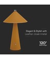 3W oppladbar LED bordlampe - Touch dimbar, 3-i-1 CCT, metall med lær, USB-C, gul