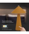 3W oppladbar LED bordlampe - Touch dimbar, 3-i-1 CCT, metall med lær, USB-C, gul