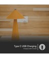 3W oppladbar LED bordlampe - Touch dimbar, 3-i-1 CCT, metall med lær, USB-C, gul