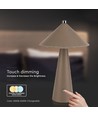 3W oppladbar LED bordlampe, brun - 3-i-1 CCT, dimbar, touch kontroll, USB-C, 4000mAh batteri