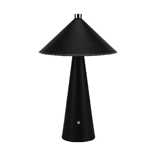 3W oppladbar LED bordlampe med touch dim - 3-i-1 CCT, sort lær, 4000mAh batteri, USB-C, 20x33 cm