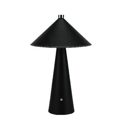 3W oppladbar LED bordlampe med touch dim - 3-i-1 CCT, sort lær, 4000mAh batteri, USB-C, 20x33 cm