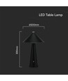 3W oppladbar LED bordlampe med touch dim - 3-i-1 CCT, sort lær, 4000mAh batteri, USB-C, 20x33 cm