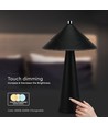 3W oppladbar LED bordlampe med touch dim - 3-i-1 CCT, sort lær, 4000mAh batteri, USB-C, 20x33 cm