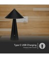 3W oppladbar LED bordlampe med touch dim - 3-i-1 CCT, sort lær, 4000mAh batteri, USB-C, 20x33 cm