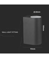 GU10 vegglampe med opp/ned lys, rund - IP44 utendørs, hvit, aluminium, uten lyskilde