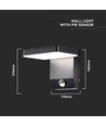 17W LED vegglampe med PIR sensor, kvadratisk - IP65, 2580lm, sort, 4000K, inkl. lyskilde