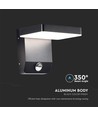 17W LED vegglampe med PIR sensor, kvadratisk - IP65, 2580lm, sort, 4000K, inkl. lyskilde