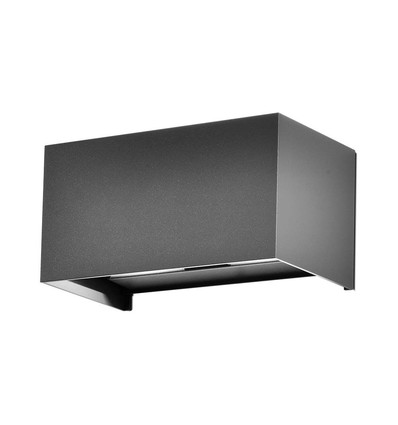 24W LED vegglampe med opp/ned lys - IP65, grå, 4000K, 20cm høy, aluminium, utendørs