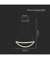 12W LED pendel, Ø40cm - Sort, 4000K, 1,5m ledning, inkl. lyskilde