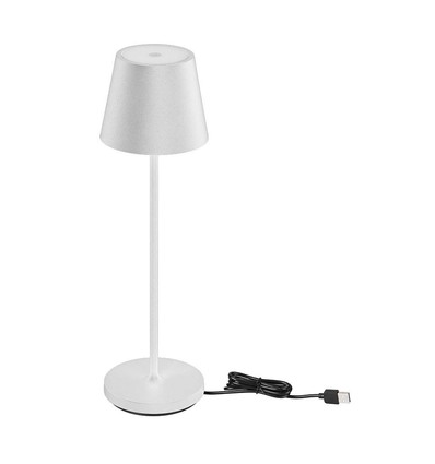 1,5W LED bordlampe, touch dimbar - 5V, IP54, 3000K, sand hvit, trådløs lading, oppladbar