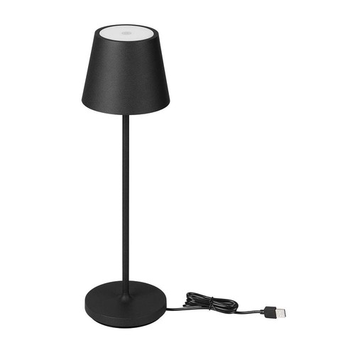 1,5W LED bordlampe, oppladbar - 3000K, IP54, touch dimbar, sand sort, inkl. trådløs lading