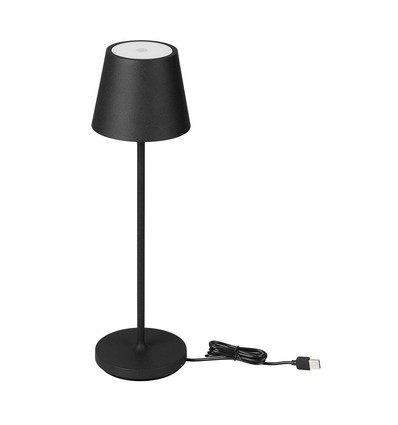 1,5W LED bordlampe, oppladbar - 3000K, IP54, touch dimbar, sand sort, inkl. trådløs lading