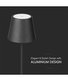 1,5W LED bordlampe, oppladbar - 3000K, IP54, touch dimbar, sand sort, inkl. trådløs lading