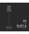 1,5W LED bordlampe, oppladbar - 3000K, IP54, touch dimbar, sand sort, inkl. trådløs lading