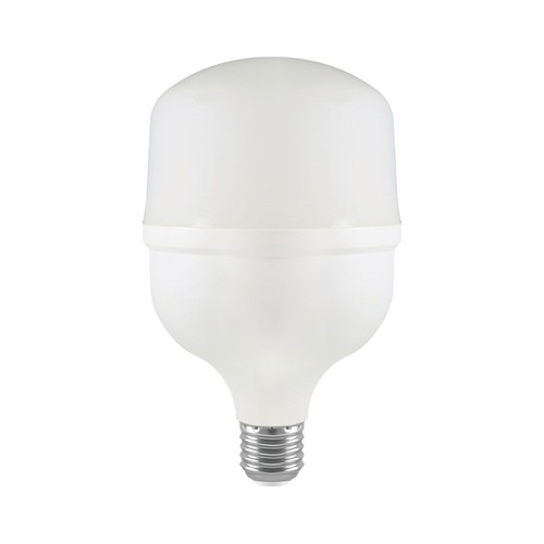 E27 30W LED pære - T100, 6500K, hvit plast, Ø10cm