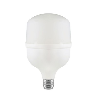 E27 30W LED pære - T100, 6500K, hvit plast, Ø10cm