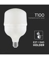 E27 30W LED pære - T100, 6500K, hvit plast, Ø10cm